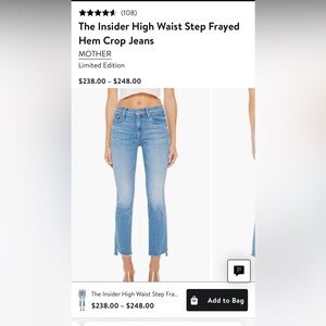 Mother the insider high waisted step frayed hem cropped jeans. 30